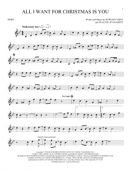 page one of All I Want For Christmas Is You (French Horn Solo)