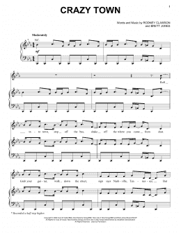 page one of Crazy Town (Piano, Vocal & Guitar Chords (Right-Hand Melody))