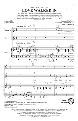 page one of Love Walked In (SSA Choir)