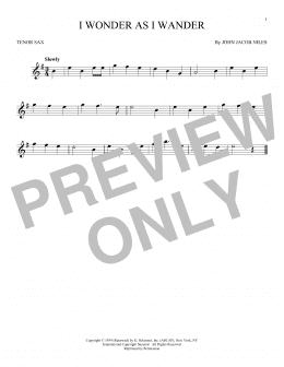 page one of I Wonder As I Wander (Tenor Sax Solo)