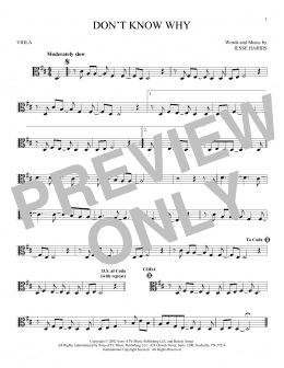 page one of Don't Know Why (Viola Solo)