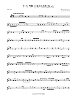 page one of You Are The Music In Me (from High School Musical 2) (Clarinet Solo)