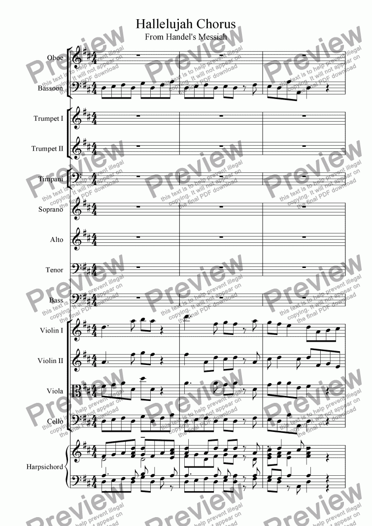 page one of Hallelujah Chorus -Messiah