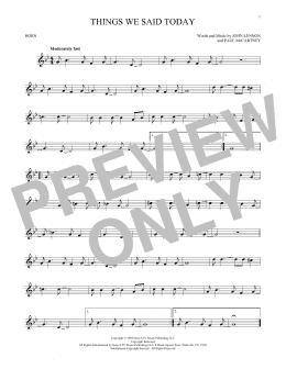 page one of Things We Said Today (French Horn Solo)