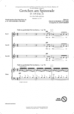 page one of Gretchen At The Spinning Wheel (Gretchen Am Spinnrade) (3-Part Treble Choir)