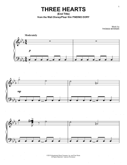 page one of Three Hearts (End Title) (from Finding Dory) (Easy Piano)