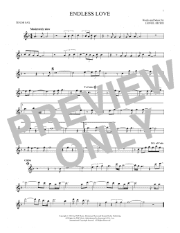 page one of Endless Love (Tenor Sax Solo)
