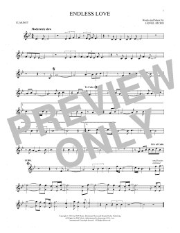page one of Endless Love (Clarinet Solo)