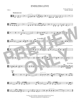page one of Endless Love (Viola Solo)