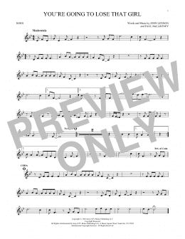 page one of You're Going To Lose That Girl (French Horn Solo)