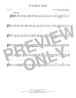 page one of It's Only Love (Alto Sax Solo)