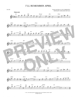 page one of I'll Remember April (Flute Solo)