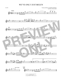 page one of We've Only Just Begun (Flute Solo)