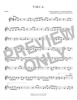 page one of Y.M.C.A. (French Horn Solo)