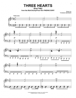 page one of Three Hearts (End Title) (from Finding Dory) (Piano Solo)