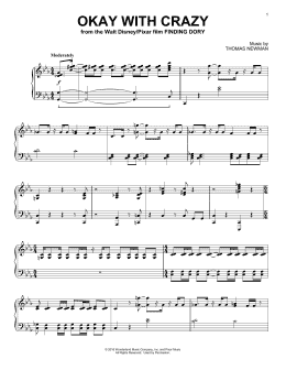 page one of Okay With Crazy (from Finding Dory) (Piano Solo)