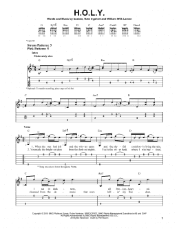 page one of H.O.L.Y. (Easy Guitar Tab)