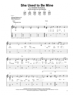 page one of She Used To Be Mine (from Waitress The Musical) (Easy Guitar Tab)