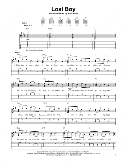 page one of Lost Boy (Easy Guitar Tab)