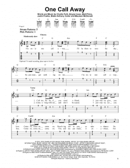 page one of One Call Away (Easy Guitar Tab)