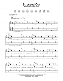 page one of Stressed Out (Easy Guitar Tab)