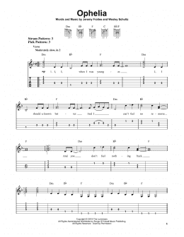 page one of Ophelia (Easy Guitar Tab)