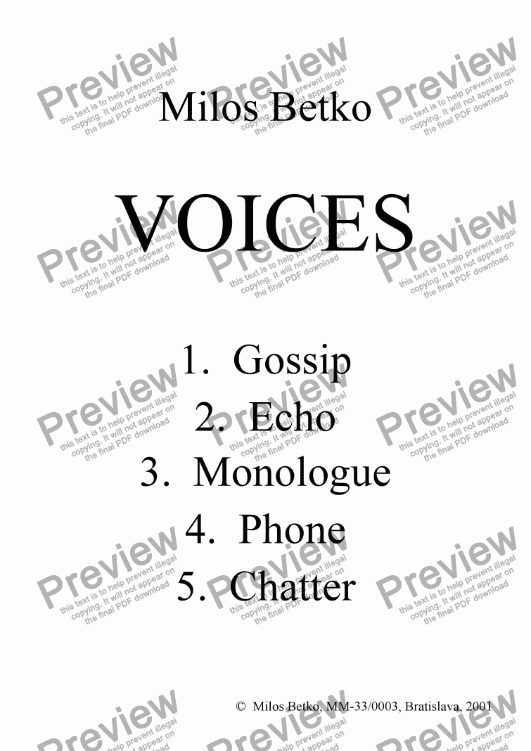 page one of Voices > 1 Gossip