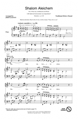 page one of Shalom Aleichem (3-Part Mixed Choir)