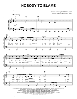 page one of Nobody To Blame (Easy Piano)