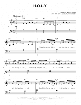 page one of H.O.L.Y. (Easy Piano)