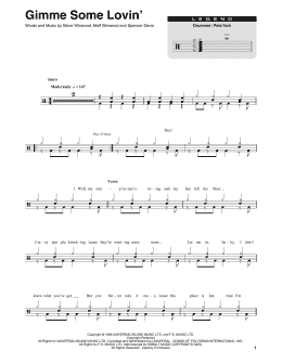 page one of Gimme Some Lovin' (Drums Transcription)