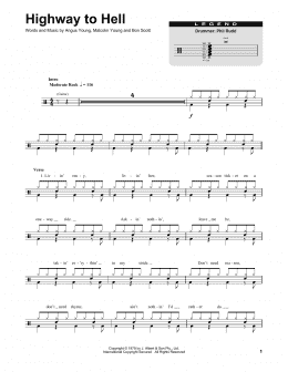 page one of Highway To Hell (Drums Transcription)