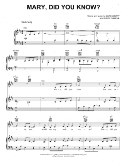 page one of Mary, Did You Know? (Piano, Vocal & Guitar Chords (Right-Hand Melody))