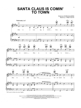 page one of Santa Claus Is Comin' To Town (Piano, Vocal & Guitar Chords (Right-Hand Melody))