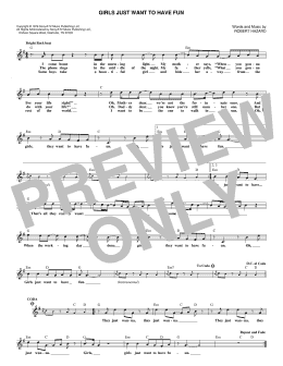 page one of Girls Just Want To Have Fun (Lead Sheet / Fake Book)