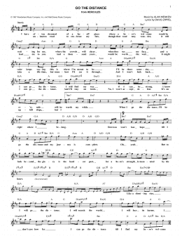 page one of Go The Distance (from Hercules) (Lead Sheet / Fake Book)