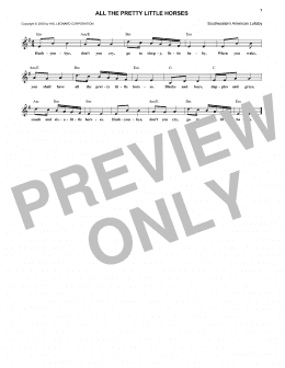 page one of All The Pretty Little Horses (Lead Sheet / Fake Book)