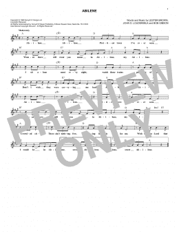 page one of Abilene (Lead Sheet / Fake Book)