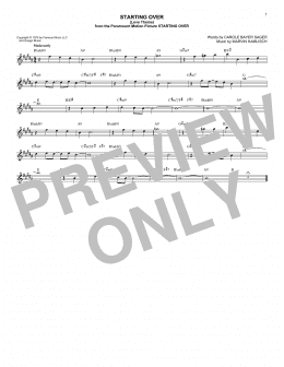 page one of Starting Over (Love Theme) (Lead Sheet / Fake Book)