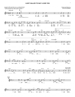 page one of I Just Called To Say I Love You (Lead Sheet / Fake Book)