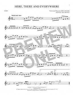 page one of Here, There And Everywhere (French Horn Solo)