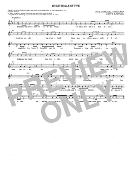 page one of Great Balls Of Fire (Lead Sheet / Fake Book)