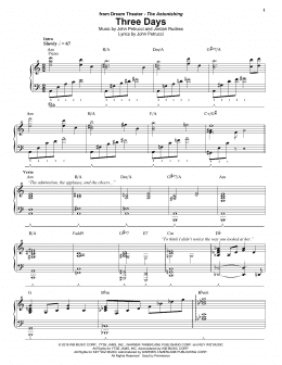 page one of Three Days (Keyboard Transcription)