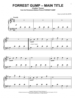 page one of Forrest Gump - Main Title (Feather Theme) (Very Easy Piano)
