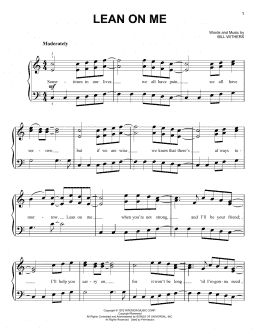 page one of Lean On Me (Very Easy Piano)