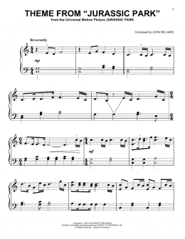 page one of Theme From Jurassic Park (Very Easy Piano)