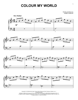 page one of Colour My World (Easy Piano)