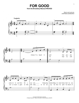 page one of For Good (from Wicked) (Very Easy Piano)