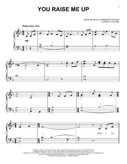 page one of You Raise Me Up (Very Easy Piano)