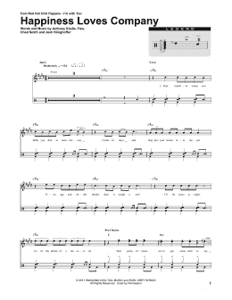 page one of Happiness Loves Company (Drums Transcription)